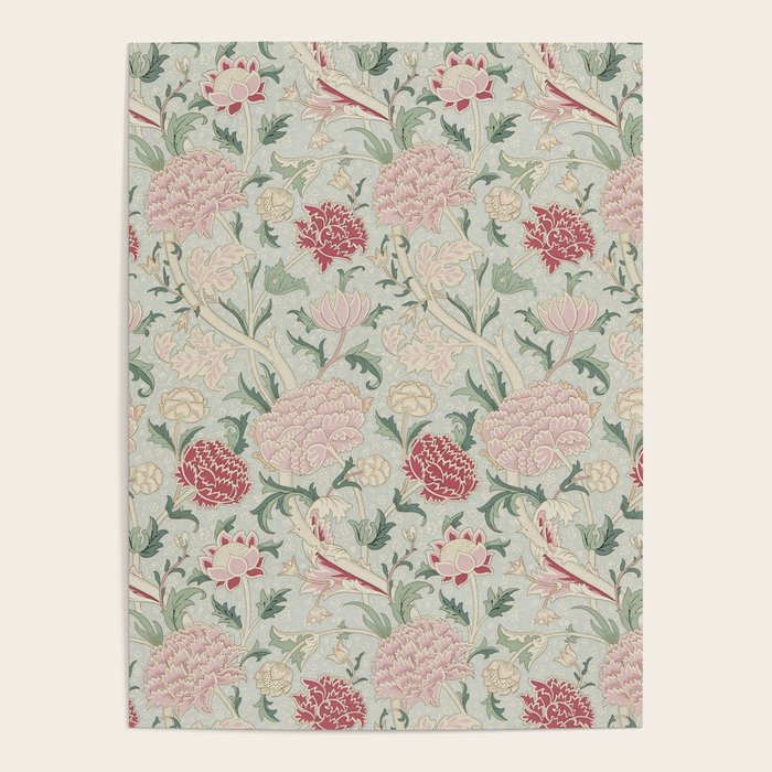William Morris Vintage Cray Duck Egg Pink Poster Gallery Image 4
