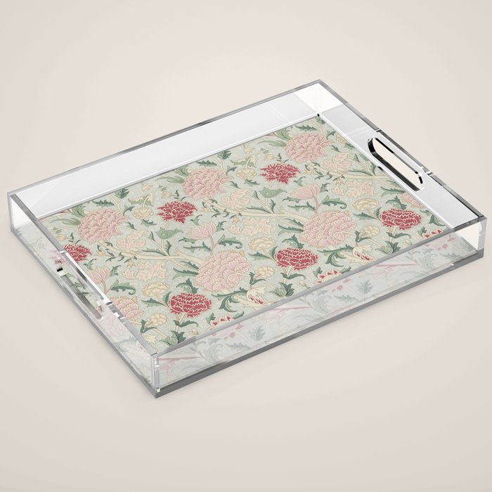 William Morris Vintage Cray Duck Egg Pink Acrylic Tray Gallery Image 1