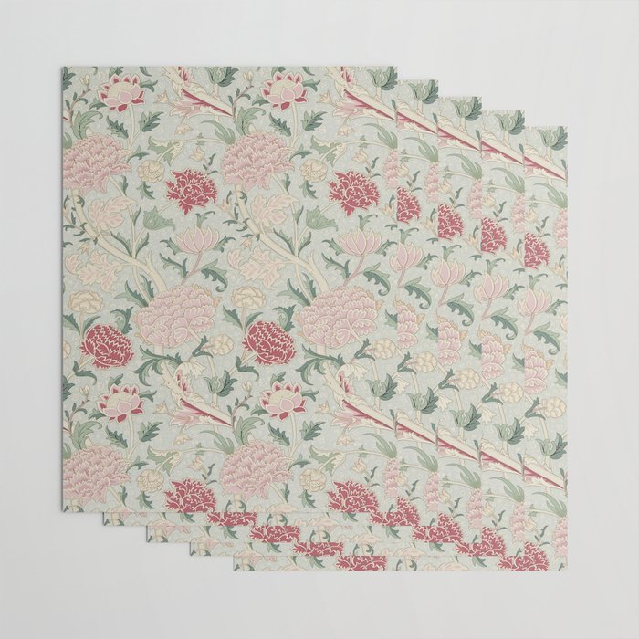 William Morris Vintage Cray Duck Egg Pink Wrapping Paper Gallery Image 3