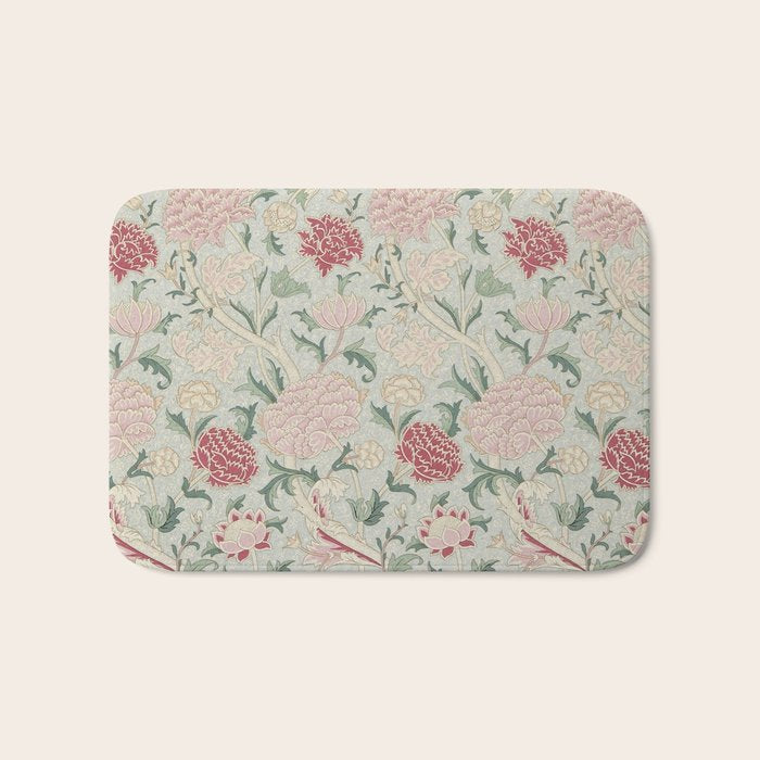 William Morris Vintage Cray Duck Egg Pink Bath Mat Gallery Image 1