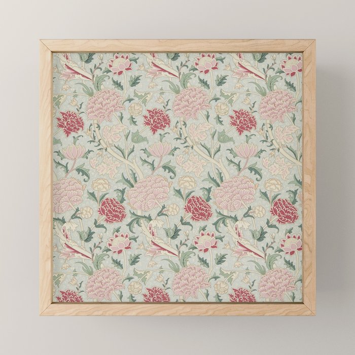 William Morris Vintage Cray Duck Egg Pink Mini Art Print Gallery Image 1