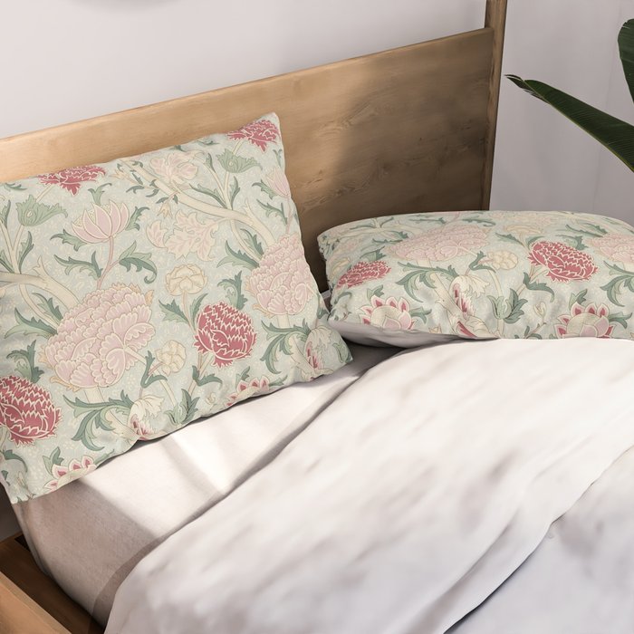 William Morris Vintage Cray Duck Egg Pink Pillow Sham Gallery Image 2