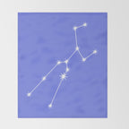 Taurus Zodiac Star Constellation Line Art Periwinkle Purple Throw Blanket Gallery Image 2