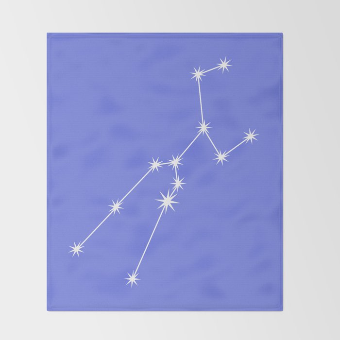 Taurus Zodiac Star Constellation Line Art Periwinkle Purple Throw Blanket Gallery Image 2