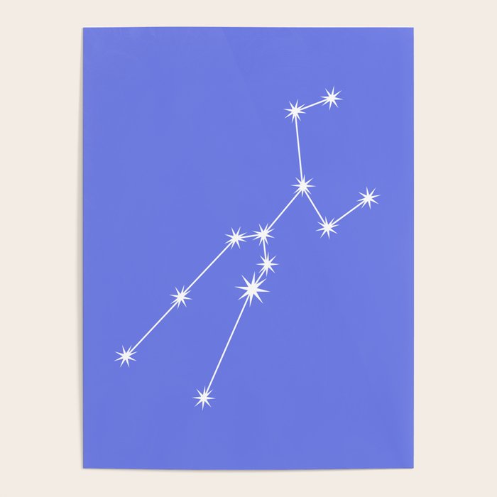 Taurus Zodiac Star Constellation Line Art Periwinkle Purple Poster Gallery Image 4