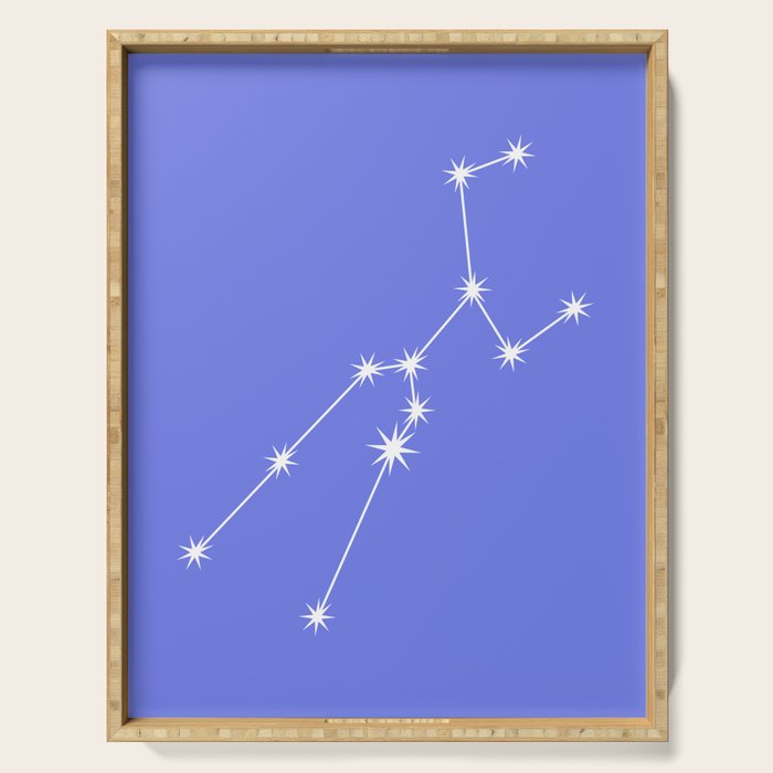 Taurus Zodiac Star Constellation Line Art Periwinkle Purple Serving Tray Gallery Image 1