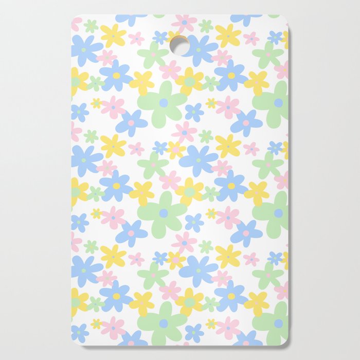 Colorful pastel flower art pattern Cutting Board Gallery Image 1