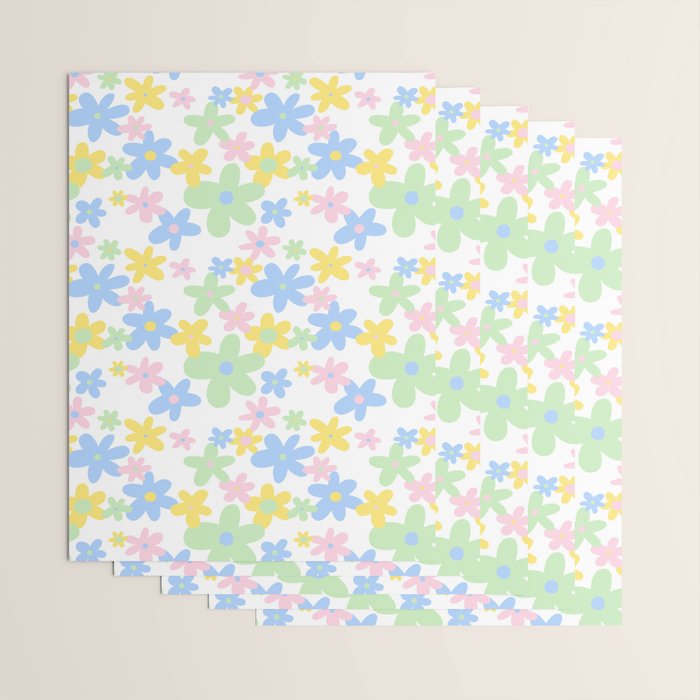 Colorful pastel flower art pattern Wrapping Paper Gallery Image 3
