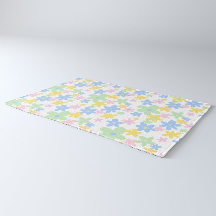 Colorful pastel flower art pattern Rug Gallery Image 3