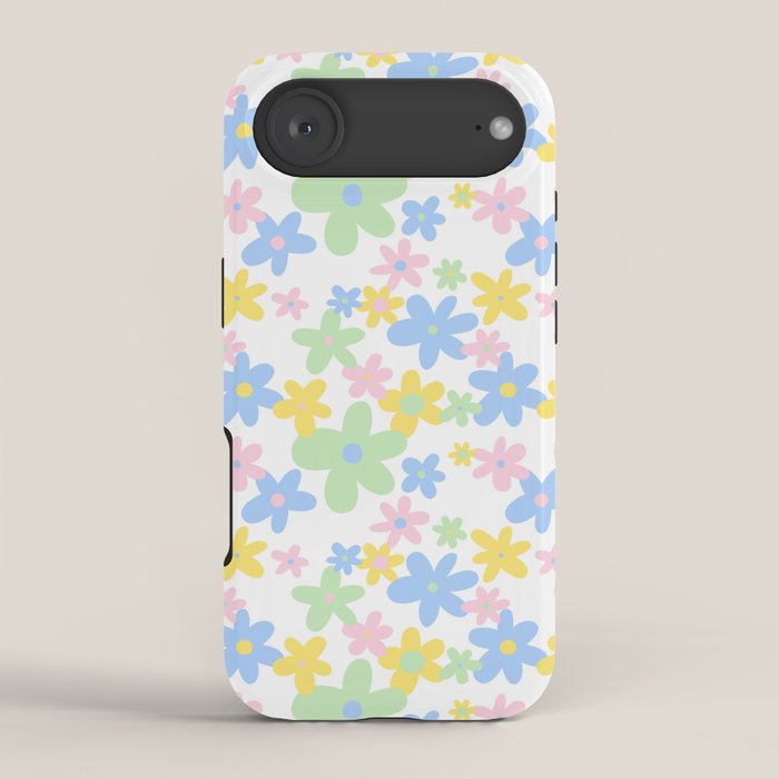 Colorful pastel flower art pattern iPhone Case Gallery Image 2