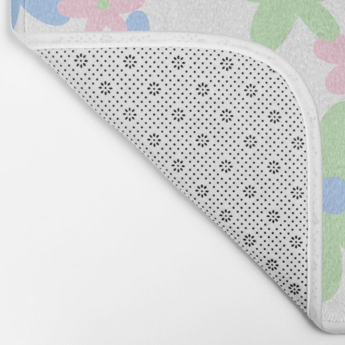 Colorful pastel flower art pattern Bath Mat Gallery Image 2