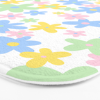 Colorful pastel flower art pattern Bath Mat Gallery Image 3