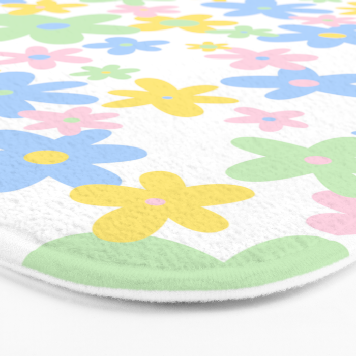 Colorful pastel flower art pattern Bath Mat Gallery Image 3