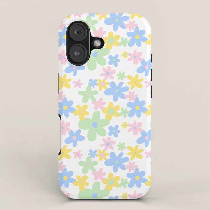 Colorful pastel flower art pattern iPhone Case Gallery Image 1