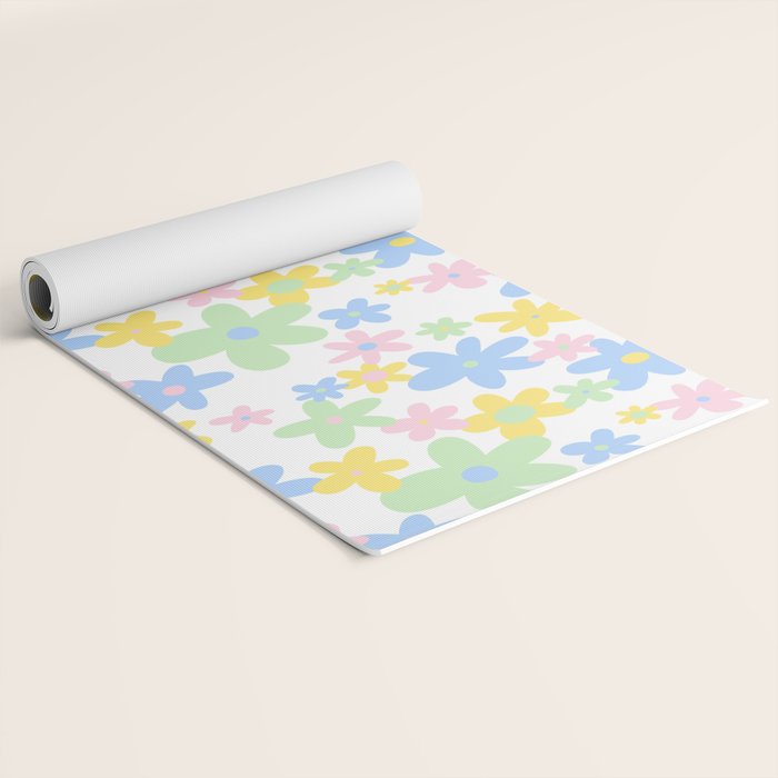 Colorful pastel flower art pattern Yoga Mat Gallery Image 2