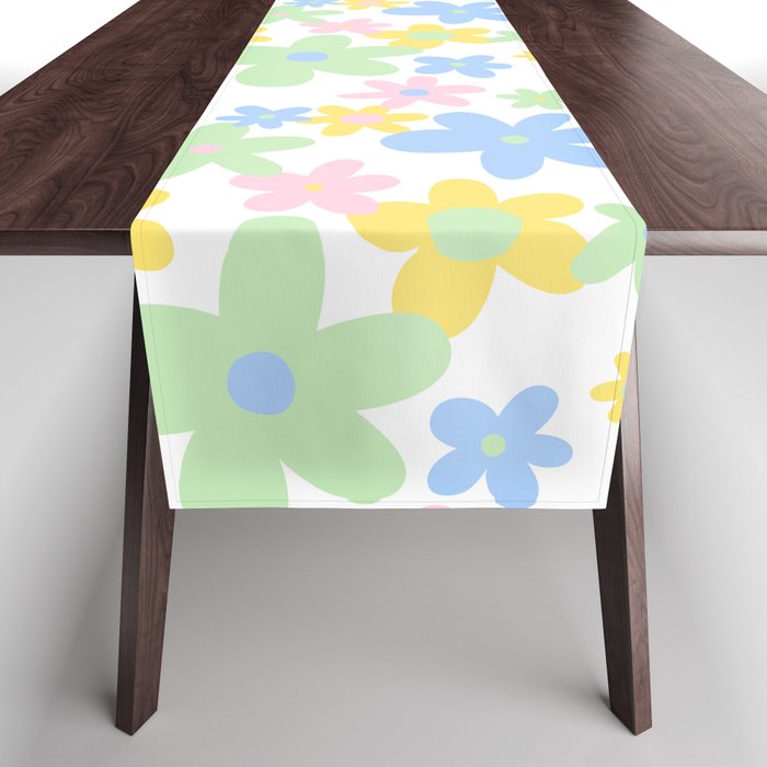 Colorful pastel flower art pattern Table Runner Gallery Image 1