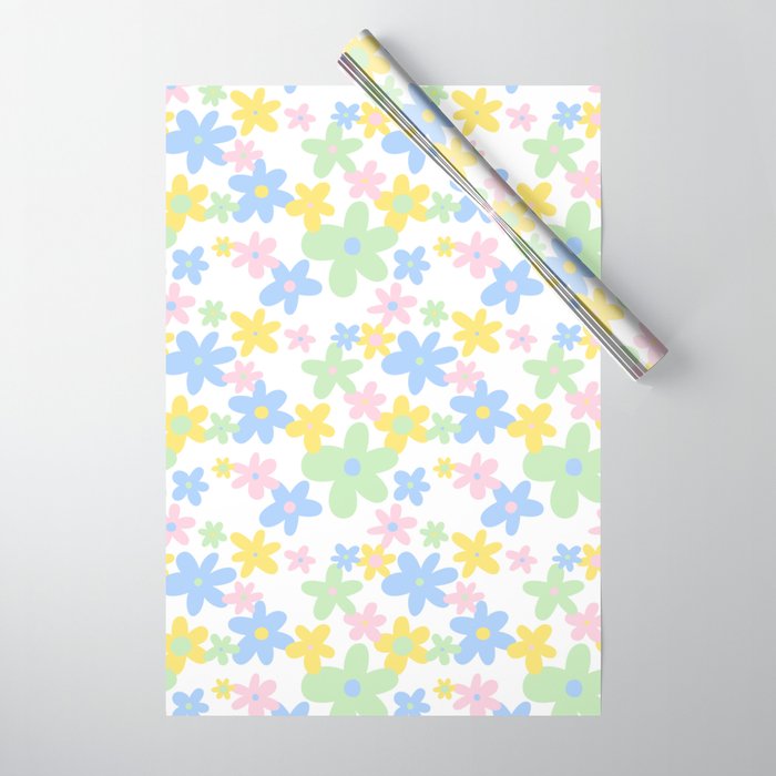 Colorful pastel flower art pattern Wrapping Paper Gallery Image 1