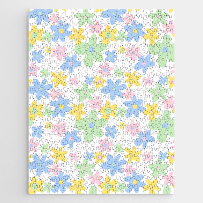 Colorful pastel flower art pattern Jigsaw Puzzle Gallery Image 1