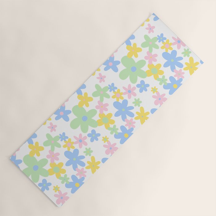 Colorful pastel flower art pattern Yoga Mat Gallery Image 1