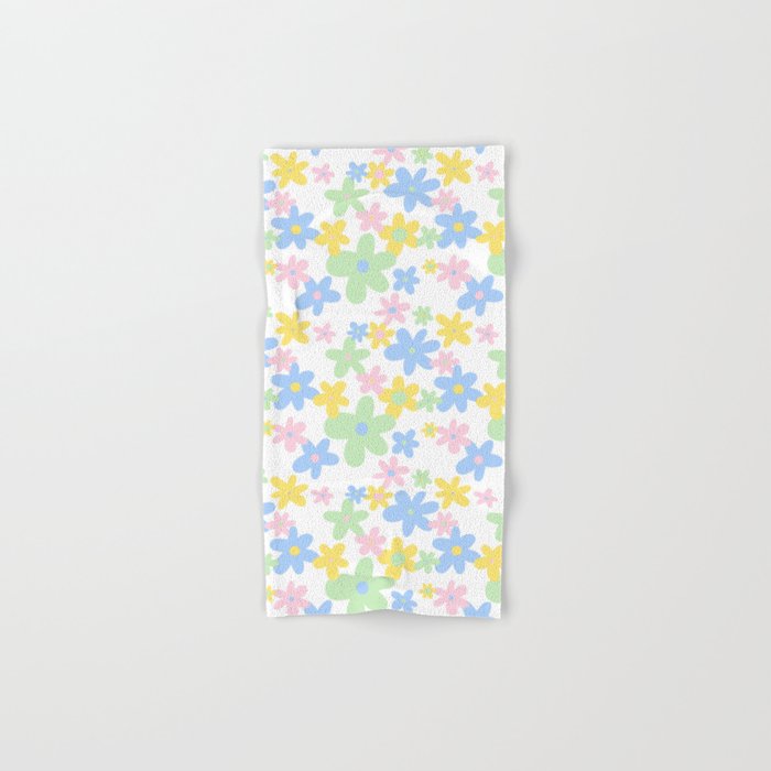 Colorful pastel flower art pattern Bath Towel Gallery Image 1