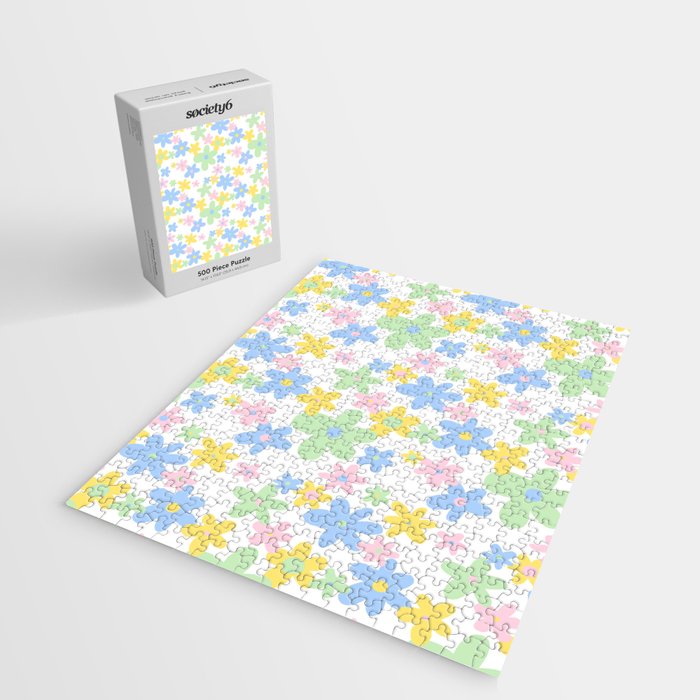 Colorful pastel flower art pattern Jigsaw Puzzle Gallery Image 2