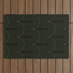 Art Deco Arch Pattern I Black & Neutral Green Outdoor Rug Gallery Image 1