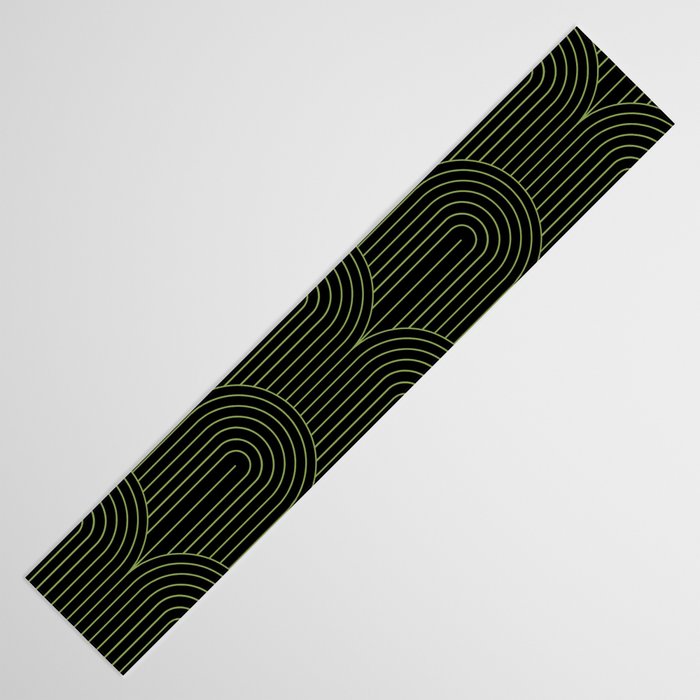 Art Deco Arch Pattern I Black & Neutral Green Table Runner Gallery Image 3