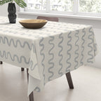 Watercolor Squiggly Lines - Blue Cream Tablecloth Gallery Image 3