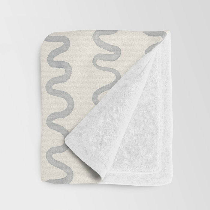Watercolor Squiggly Lines - Blue Cream Throw Blanket Gallery Image 3