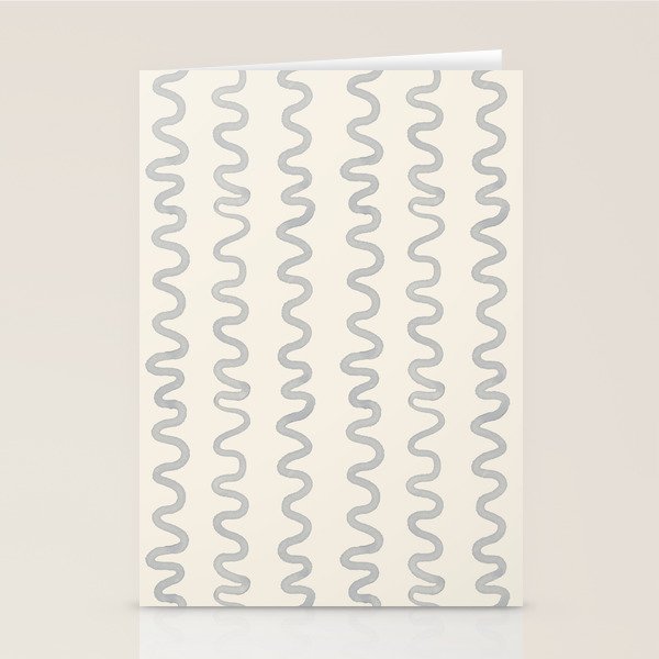 Watercolor Squiggly Lines - Blue Cream Stationery Card Gallery Image 2