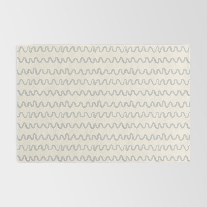 Watercolor Squiggly Lines - Blue Cream Rug Gallery Image 2