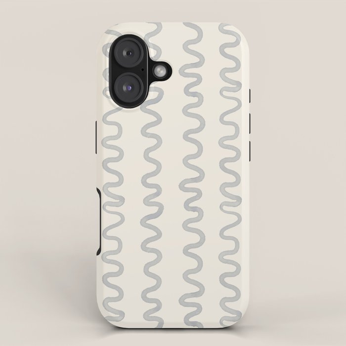 Watercolor Squiggly Lines - Blue Cream iPhone Case