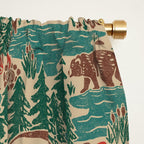 North Country Summer - vintage teal, green, brown, and red Window Curtain Gallery Image 2
