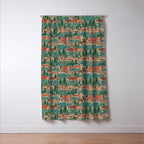 North Country Summer - vintage teal, green, brown, and red Window Curtain Gallery Image 3