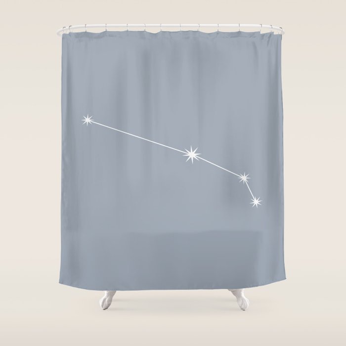 Aries Zodiac Star Constellation Line Art Blue Grey Shower Curtain Gallery Image 1
