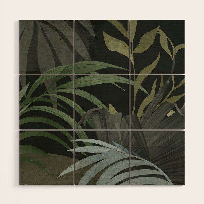 Night Tropical Jungle Wood Wall Art Gallery Image 1