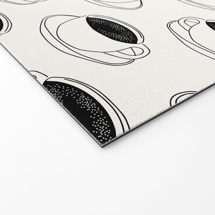 Black and white coffee drink mug doodle pattern Welcome Mat Gallery Image 2