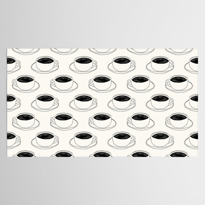 Black and white coffee drink mug doodle pattern Tablecloth Gallery Image 2