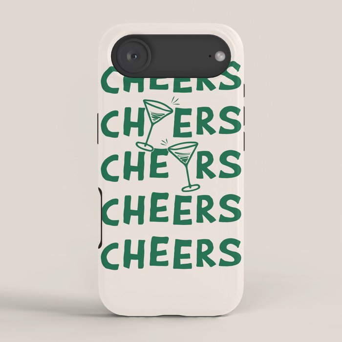 Cheers. Cocktails and Drinks in Green And Linen White iPhone Case Gallery Image 2