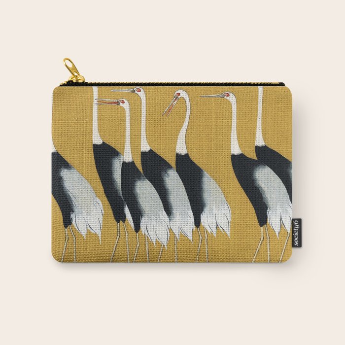 Japanese Red Crown Crane Wall Art - Mustard Yellow Carry All Pouch Gallery Image 1