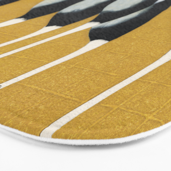 Japanese Red Crown Crane Wall Art - Mustard Yellow Bath Mat Gallery Image 3