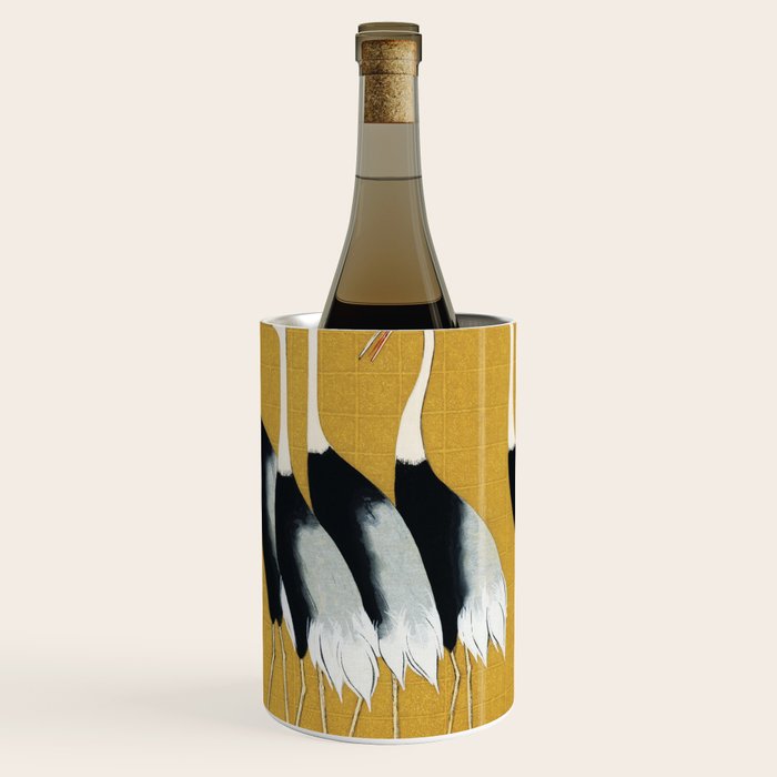 Japanese Red Crown Crane Wall Art - Mustard Yellow Wine Chiller Gallery Image 1