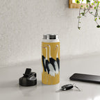 Japanese Red Crown Crane Wall Art - Mustard Yellow Water Bottle Gallery Image 4