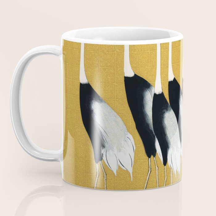 Japanese Red Crown Crane Wall Art - Mustard Yellow Coffee Mug Gallery Image 3