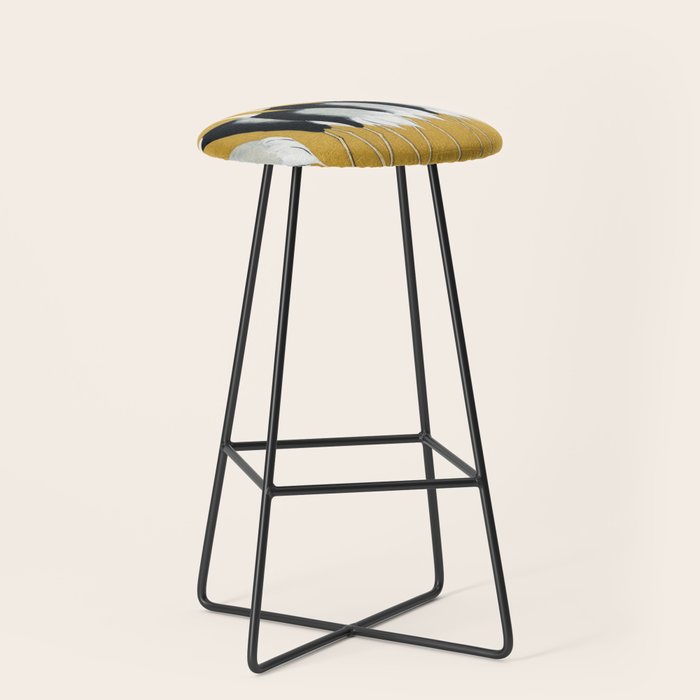 Japanese Red Crown Crane Wall Art - Mustard Yellow Stool Gallery Image 1