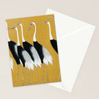 Japanese Red Crown Crane Wall Art - Mustard Yellow Stationery Card Gallery Image 2