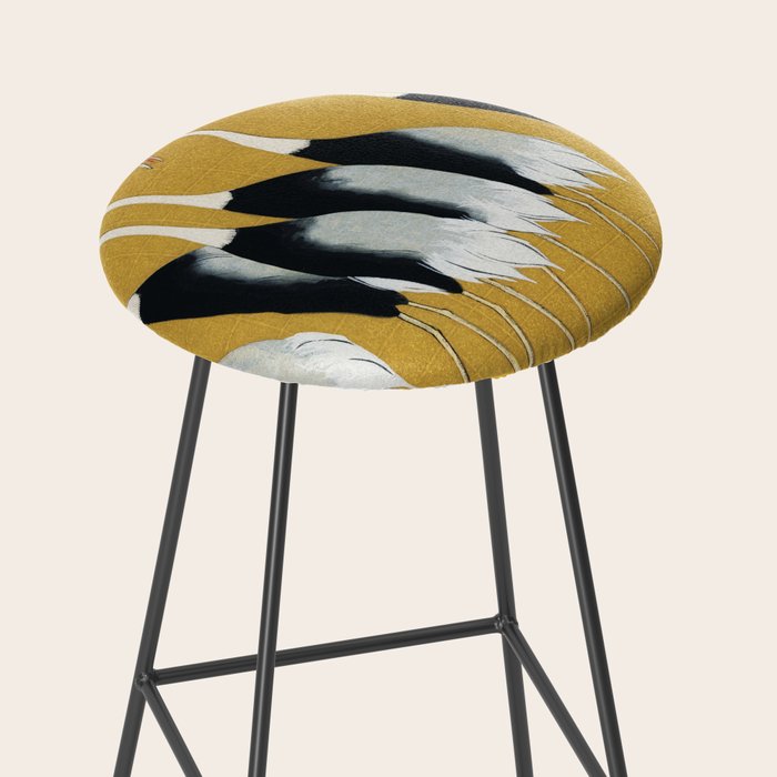 Japanese Red Crown Crane Wall Art - Mustard Yellow Stool Gallery Image 2
