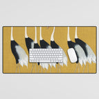 Japanese Red Crown Crane Wall Art - Mustard Yellow Desk Mat Gallery Image 1