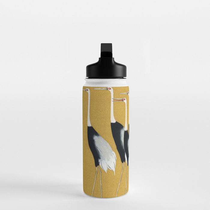 Japanese Red Crown Crane Wall Art - Mustard Yellow Water Bottle Gallery Image 3