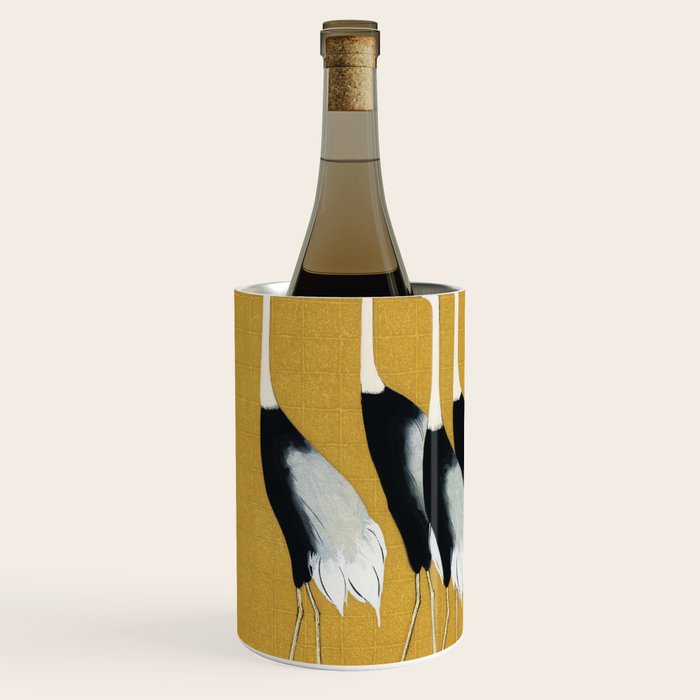 Japanese Red Crown Crane Wall Art - Mustard Yellow Wine Chiller Gallery Image 2